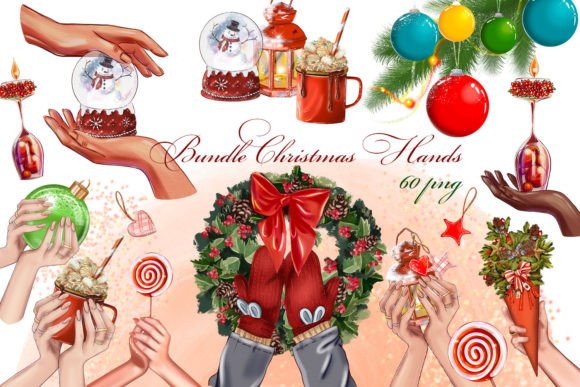 Bundle Christmas Hands: Festive Illustrations