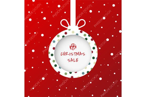Christmas Ball Paper Cut with White Snow Illustrations