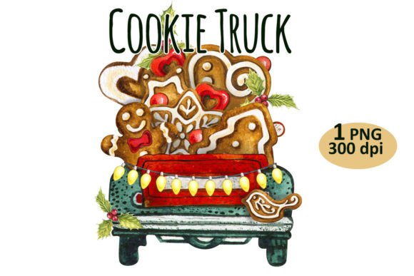 Christmas Cookie Truck Clipart: Sweet Illustrations