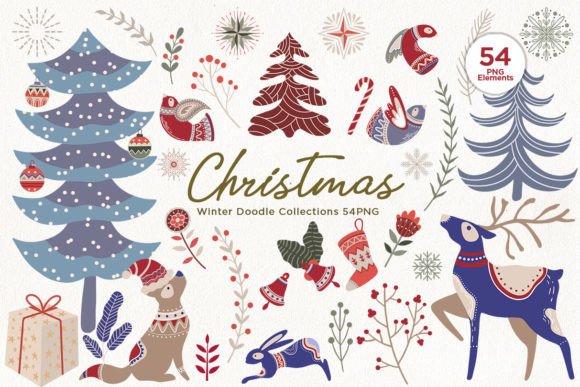 Christmas Doodle PNG Collection: Festive Illustrations for Sellers