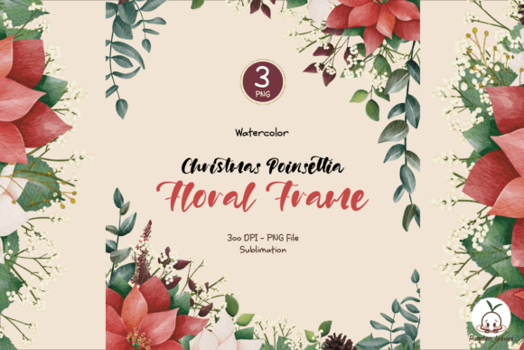 Christmas Floral Frame Decorative: Festive Illustrations
