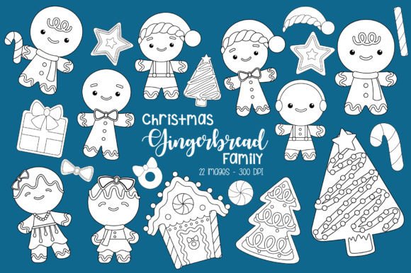 Christmas Gingerbread Clipart Coloring & Illustrations Review