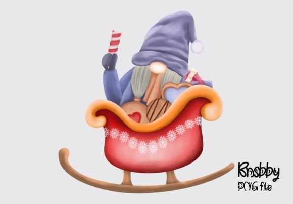 Christmas Gnome and Sled Clipart: Festive Illustrations