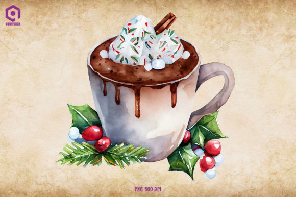 Christmas Hot Cocoa Clipart 12: Festive Illustrations