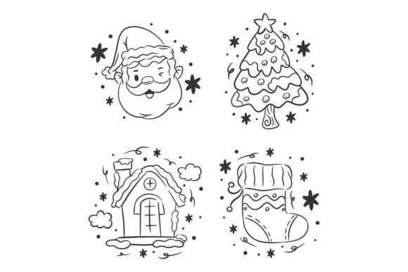 Christmas Icon Set of Hand Drawn: Illustrations for Sellers