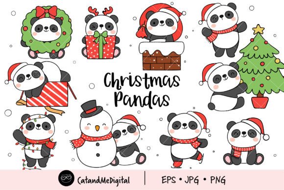 Christmas Panda Clipart: Festive Illustrations for Brands