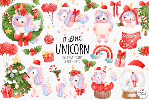 Christmas Unicorn Clipart: Magical Illustrations for Festive Brands