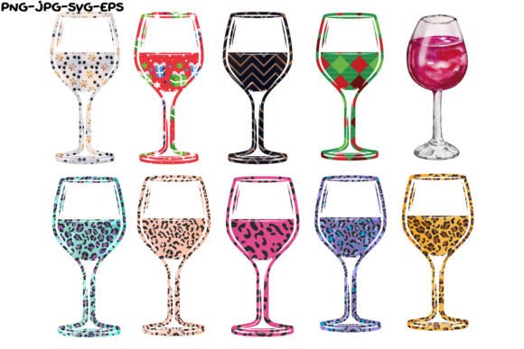 Christmas Wine Glass Illustrations for Festive Branding