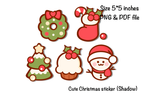 Cute Christmas Sticker: Festive Illustrations for Design