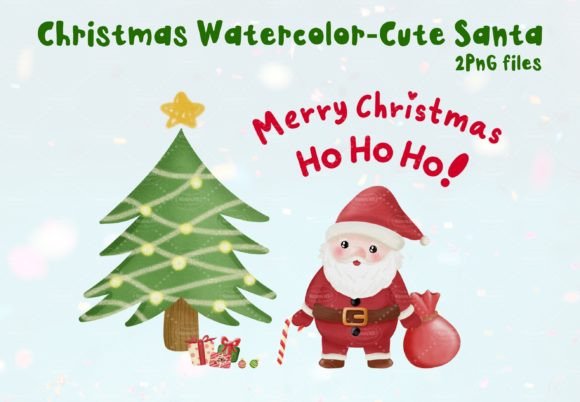 Cute Santa Clipart: Watercolor Illustrations for Brands