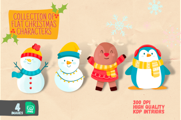 Flat Christmas Characters: Festive Illustrations for Crafters