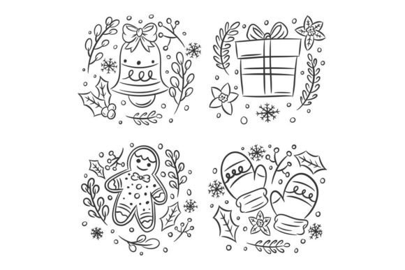Hand Drawn Christmas Icons for Illustrations