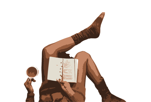 Hygge Rustic Christmas SVG: Girl Reading Illustrations