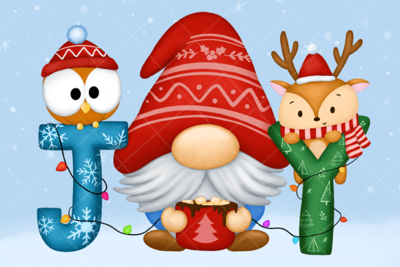 Joy Christmas Gnome Sublimation Clipart & Illustrations