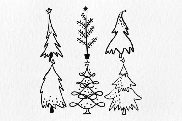 Line Art Christmas Trees: Sublimation Illustrations
