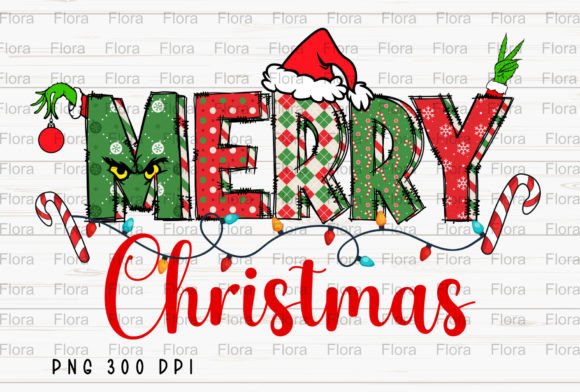 Merry Christmas Doodle Sublimation PNG & Illustrations