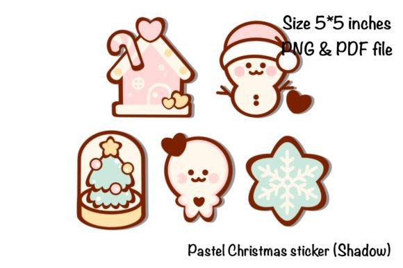 Pastel Christmas Sticker: Soft Illustrations for Brands