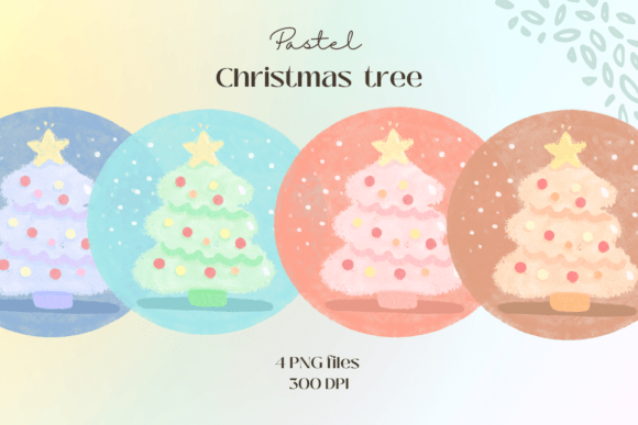 Pastel Christmas Tree Clipart: Soft Illustrations