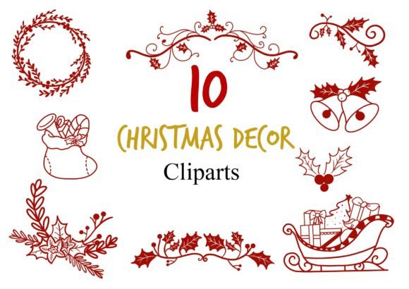 Red Christmas Decoration Cliparts: Illustrations for Sellers