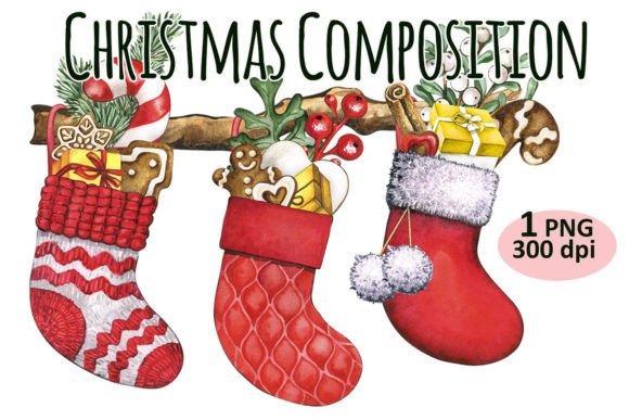 Review: Christmas Socks Composition Clipart PNG for Embroidery