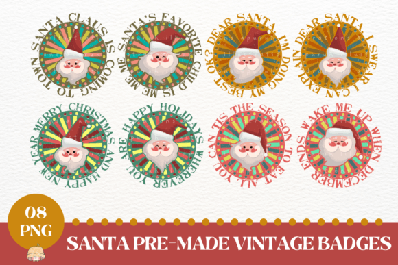 Santa Badge Sublimation: Festive Illustrations
