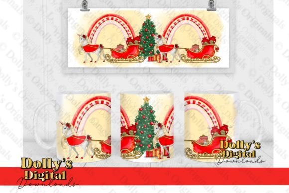 Unicorn Christmas Mug Wrap: Festive Illustrations