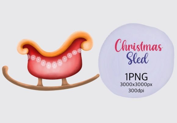 Watercolor Christmas Sled Clipart: Festive Illustrations