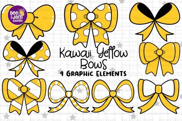 Yellow Christmas Bow PNG Clipart for Illustrations